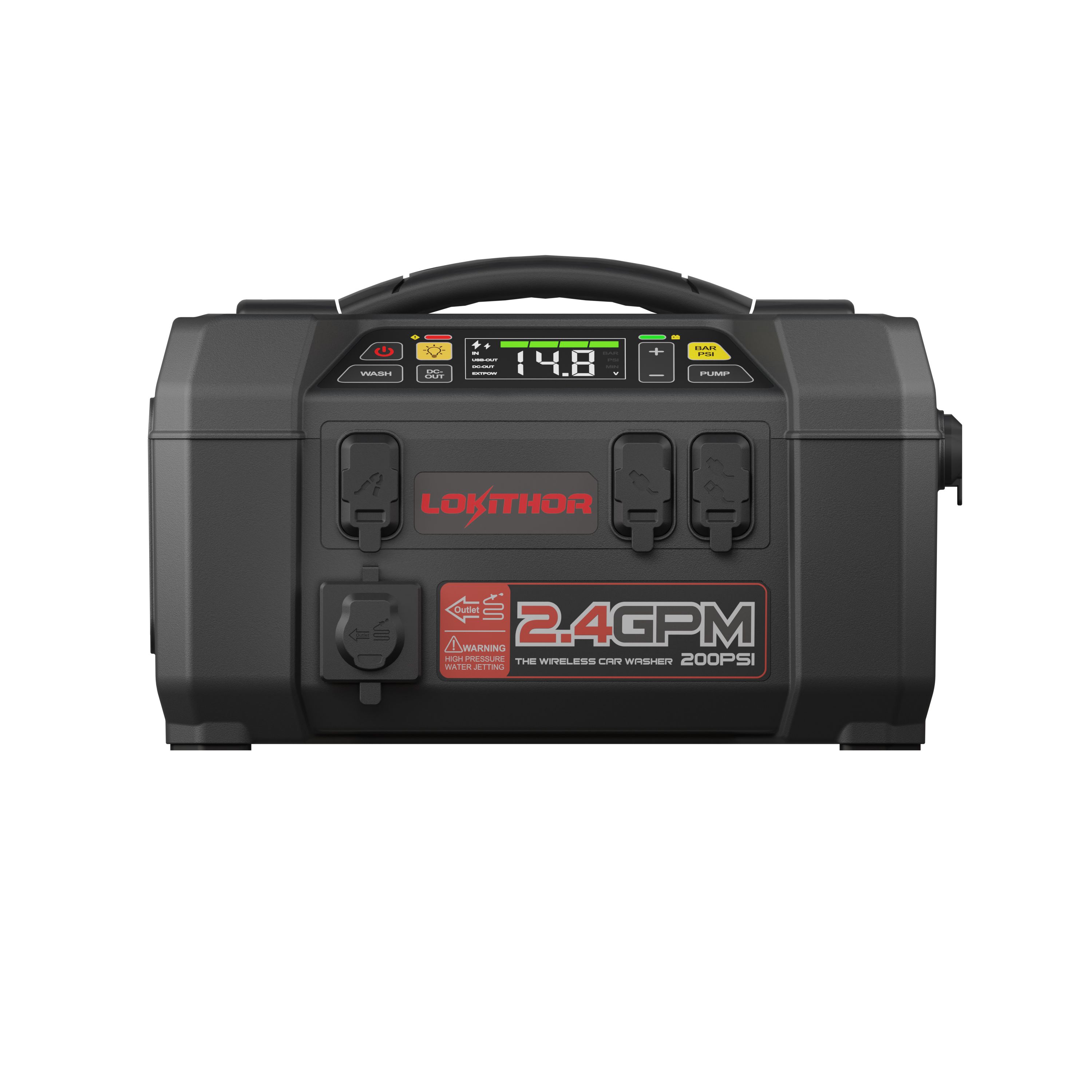 Jumpstarter – Lokithor AW401 – 2500A, 12V, 150 PSI luftkompressor, høytrykksspyler, LiPo