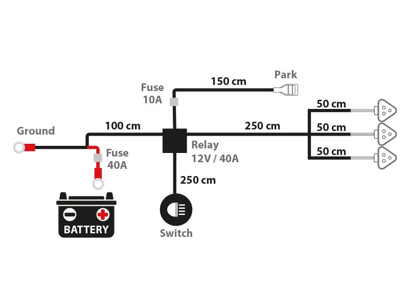 Relékabelsett for 3 lys, DT3