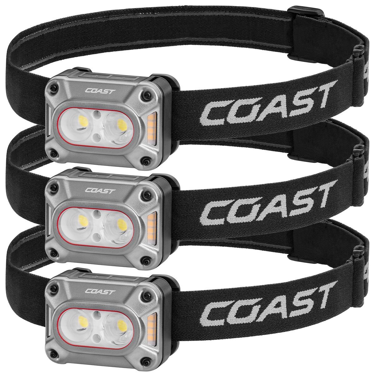 Coast FLX15R Oppladbar Hodelykt (3-pakning) – 1000 Lumen