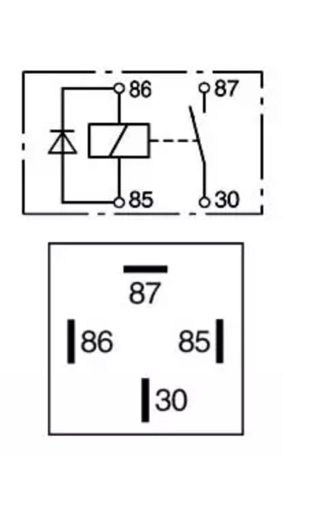 Koblingsrelé med diode, 4-polet, 40A, 12V