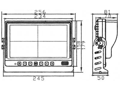 9" Display for reversing camera- and brake light camera kits, NSD
