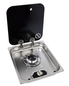 Gasskomfyr – 1 brenner med glasslokk