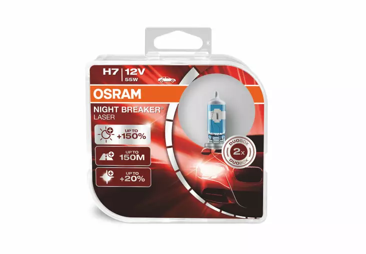 H7 Osram Night Breaker Laser +150%, 55W 12V, 2stk - H7 Halogenpærer - 8020100030 - 1