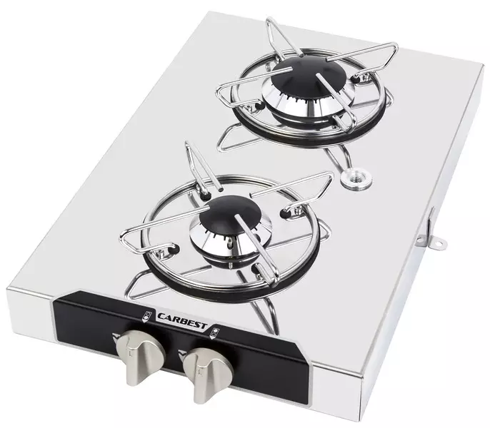 Topmontert gasskomfyr – 2 brennere i rustfritt stål - Komfyrer - 8020112592 - 1