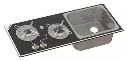 Koke-/vaskekombinasjon – 2 brennere med sikkerhetsglass - Komfyrer - 8020112613 - 1