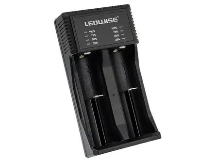 Ledwise Batterilader, 2-plass - Lader for 18650 batterier - 8020108284 - 1