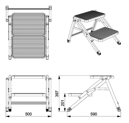 Sammenleggbar totrinnsstige - Kjøkkentilbehør - 8020120849 - 2